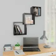 High Gloss Black Cube Wall Shelf 68x15x68 cm Engineered Wood Storage Unit