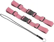 uxcell Backpack Chest Strap Set, 2 Pack Polyester Webbing Adjustable Replacement Strap with Quick-Release Buckle & Anti-lost Lanyard for Bag Outdoor Hiking Cycling, Pink