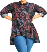 TS TAKING SHAPE plus size S / 16 Eden Gardens Shirt hi-lo flowy lurex top NWT!