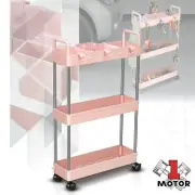 4.9x 15x 25 in Pink 3 Levels Storage Shelves Slim Lockable Roll Cart Workshop