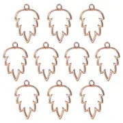 20Pcs Maple Leaf Shaped Alloy Open Back Bezel Pendants Resin Frame, Rose Gold