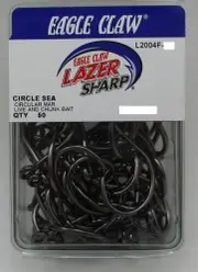 Eagle Claw L2004 Lazer Sharp Mid Wire Circle Fishing Hook 50 Pack #7/0