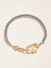 [Marla Aaron] Marla Aaron - Curb Talking + Chubby Babylock Silver And 14-karat Yellow Gold Bracelet - One size One size Gold