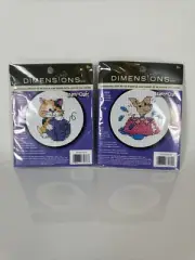Dimensions Learn a Craft Counted Cross Stitch Cute Kitty & Puppy Dog Lot Of 2