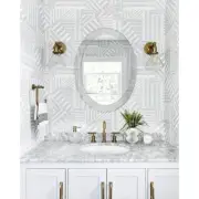 Decor Wonderland Bathroom Vanity Mirror 32"x 24" Frameless Single Oval Silver