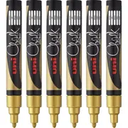 Uni-Ball Chalk Marker Bullet Tip 2.5mm Gold 6 Pack