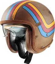 Premier Vintage Platinum Edition EX, open face helmet , color: Matt Brown/Orange/Red/Blue , size: M