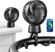 Auto-Swing Portable Stroller Fan, Rechargeable Baby Stroller Cooler with Max 21 Hours Runtime, Ultra-Quiet Clip On Fan with Detachable Flexible Tripod & Power Bank for Baby Crib, Travel, Car Seat