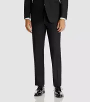 $838 Canali Men's 42W Black Classic Fit Tuxedo Suit Solid Trousers Pants