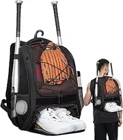Kids Baseball Bag, Baseball Bag, Baseball Bag for with Shoe Compartment, Softball Backpack | Large Youth Baseball Backpack, Baseball Bat Bag for Competitions, Adults, Bats, Shoes