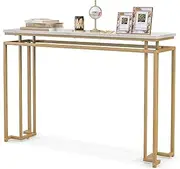 Giantex 120cm Faux Marble Top Console Table, Modern Entryway Table with Heavy-Duty Metal Frame, Sofa Side Table Narrow Accent Display Table for Living Room, Hallway, Entryway
