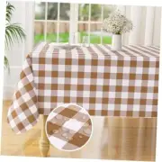 Rectangle Waterproof Vinyl Table Cloth, 54" x 54" (Square) 1 Brown and White