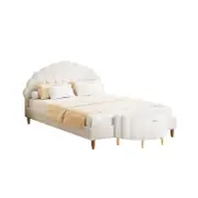 Oikiture Boucle Bed Frame with Ottoman Set Double