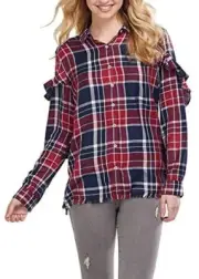 Mud Pie Womens Long Sleeve Button Down Navy Size Small