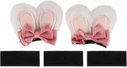 X AUTOHAUX Motorcycle Helmet Accessories Decoration Double Rabbit Ears with Bow for Motorcycle Bicycle Skiing Helmets Beige Plush Stickers 1 Set