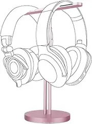 Geekria Aluminum Alloy Dual Headphones Stand for Over-Ear Headphones, Gaming Headset Holder, Desk Display Hanger with Solid Heavy Base Compatible with Bose, Beats, Sony, AKG, ATH (Rose Gold)