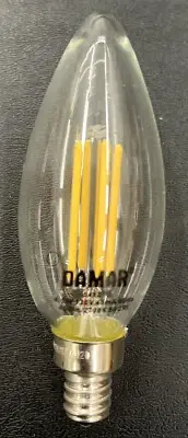 2 Pack-Damar LED4.5CTC/FIL/LED/27K/D Candelabra Base Warm White 400 Lumens