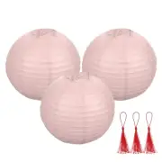3 Pcs Light Pink Round Paper Lanterns 12 Inch Paper Lantern Party Decorations
