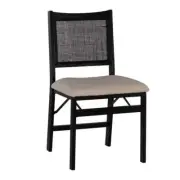 Linon Home Decor Folding Dining Side Chair 19.7" Armless Wood Fabric Seat Black