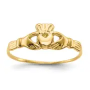 14K Yellow Gold Heart Love Irish Claddagh Ring Jewelry