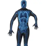 Smiffys X Ray Costume Second Skin Suit Adult Black Blue 21622l black/blue Large