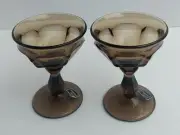 Lenox Imperial Handcrafted Glass Set Of 2 Vintage Brown Sherbert Glasses MCM
