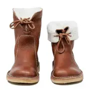 Women Casual Lace-up Warm Snow Boots Pu Leather Fleece Lined Low Heel Women Winter Shoes Yellow 39