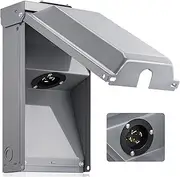 Generator Power Outlet Box, Rain Proof 7500W 30 Amp Generator Power Box Compatible 6 12 AWG Wires, for Outdoor Emergency Ready