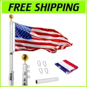 Premium 14 Gauge Flag Pole Kit with Solar Lighting Compatibility - Outdoor Use