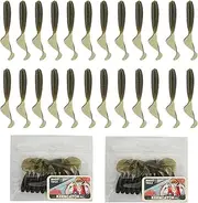 Keencatch 5cm(2") Soft Plastic Baits, Worm Grub Bream Fishing Lures for Saltwater and Freshwater, Curly Tail Soft Fishing Lures for Flathead