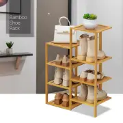 21" Natural 8-Tier [ZIG-ZAG TWIN STAND] Bamboo Shoe Rack w/Boots Storage Shelves