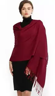 Women's Scarf Pashmina Shawls and Wraps for Evening Dress Bridesmaid Burgundy