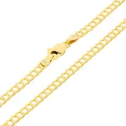 Solid 10K Yellow Gold 3mm Cuban Curb Chain Link Mens Necklace Italian Made 30"