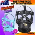 Bondage Hood BDSM Faux Leather Slave Mouth Gag Gimp Mask Restraint Kits Sex Toy