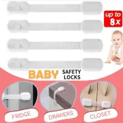 upto 8x Baby Proofing Cabinet Child Safety Drawer Cupboard Kids Proof Strap Lock