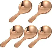 VILLFUL 5 Set Stainless Steel Mini Spoons Coffee Soup Dessert Spoons with Short Handles for Camping Picnics Kitchen Use