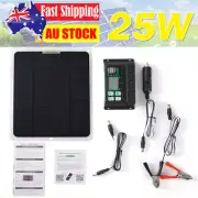 25W Solar Panel Battery Trickle Charger for Car,Boat,RV,Trailer W/ 60A Regulator