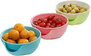 HEALEEP Double Dish Bowl Fruit Container with Snack Compartment for Nuts Olives Random Color