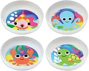 French Bull 4pc Toddler Kids Feeding Melamine Tableware Flatware BPA Free Dishwasher Safe, Durable Plate, Cup, Bowl, Divided Tray Dinnerware Set, 4 Count (Pack of 1), Ocean