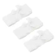 3 Pcs White Ribbon Crinkle Chiffon, 1 1/2 Inch Handmade Tulle Fabric