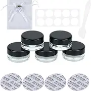 10 Pcs 5 Gram Containers With Lids Lip Balm Pots With Lids Refillable Empty Cosmetic Jars Clear Plastic Travel Containers Cream Sample Containers With 2 Spatulas Labels