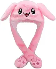 Cute Bunny Rabbit Dancing Ear Hat with Control Paw Plush Animal Hat for Women