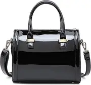 [Dasein] Shiny Patent Faux Leather Handbags Barrel Top Handle Satchel Bag Shoulder Bag for Women