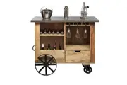 Industrial Style Wooden Bar Cart Drinks Trolley