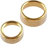 NEGRO 3 Pcs Set Knob Trim Ring Cover,Fit for Dodge, Ram 1500 2013-2017 Center Console A C Radio Switch Aluminum Alloy Gold Dashboard Knob Accent
