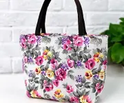 Mini Canvas Handbag, Stylish Bag, Tote Zip Bag For Women Floral Print