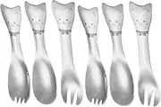WEKADRIN Cute Cat Fork Spoon Set Boys and Girls Silverware Ramen Spoon Fork for Toddlers Dishwasher Safe