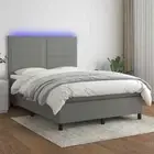 Box Spring Bed with Mattress & LED Dark Grey 137x187 cm Double Size Fabric vidaX