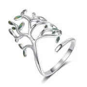 Tree of Life Wrap Ring for Women Girls, White Gold Plated Copper Alloy Life Tree