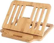 AIMALL Bamboo Adjustable Laptop Stand, Foldable Desktop Holder with Heat Dissipation Slots, 6-Angle Ergonomic Design, Portable for Notebooks and Tablets